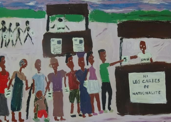 2.	Painting by a stateless orphan child on the theme of nationality and statelessness © UNHCR Côte d’Ivoire / SOS Villages Aboisso’